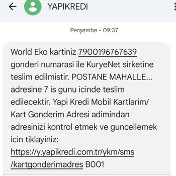 Yapı Kredi Bankası Kuryenet'in Kredi Kartı Teslimi Hk.