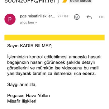 Pegasus Havayolları Kırılan Valiz