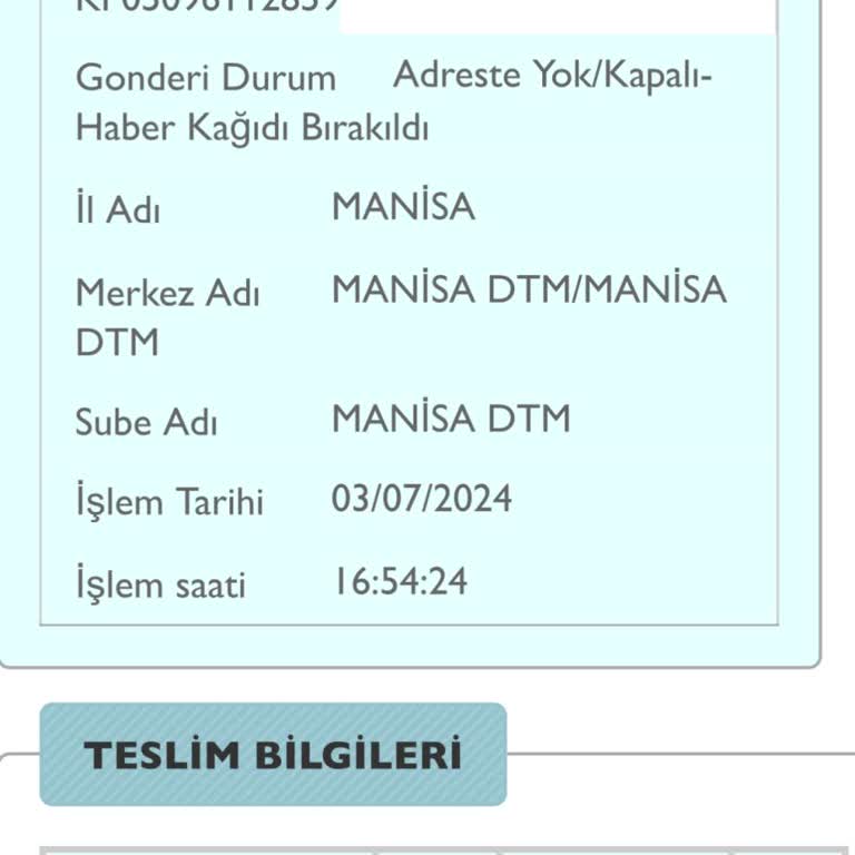 PttAVM PTT Kargo'nun Kargomu Teslim Etmeyip Adreste Yok Demesi