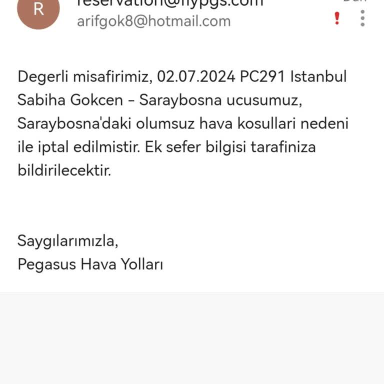 Pegasus Uçuştan 2 Saat Önce Uçuş İptali Ve Mağduriyet
