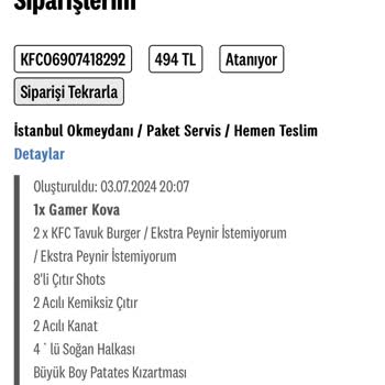 KFC Siparişi Göndermiyor, İptal Edilemiyor