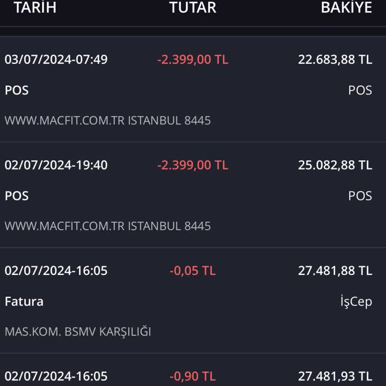 MACfit (İstanbul Anadolu) Macfit 2 Defa Ücret Tahsili
