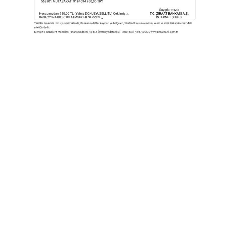 PTT ATM Paramı Vermedi