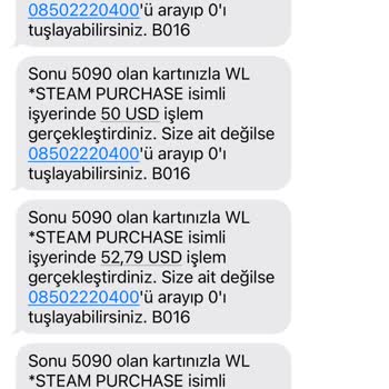 Steam Games Adlı Firma Kredi Kartımdan Sahte İşlem Yapmış