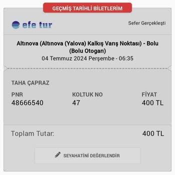 Efe Tur Otobüs Uğramadan Gitti