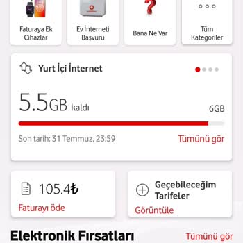 Vodafone Ek Paket Ücreti