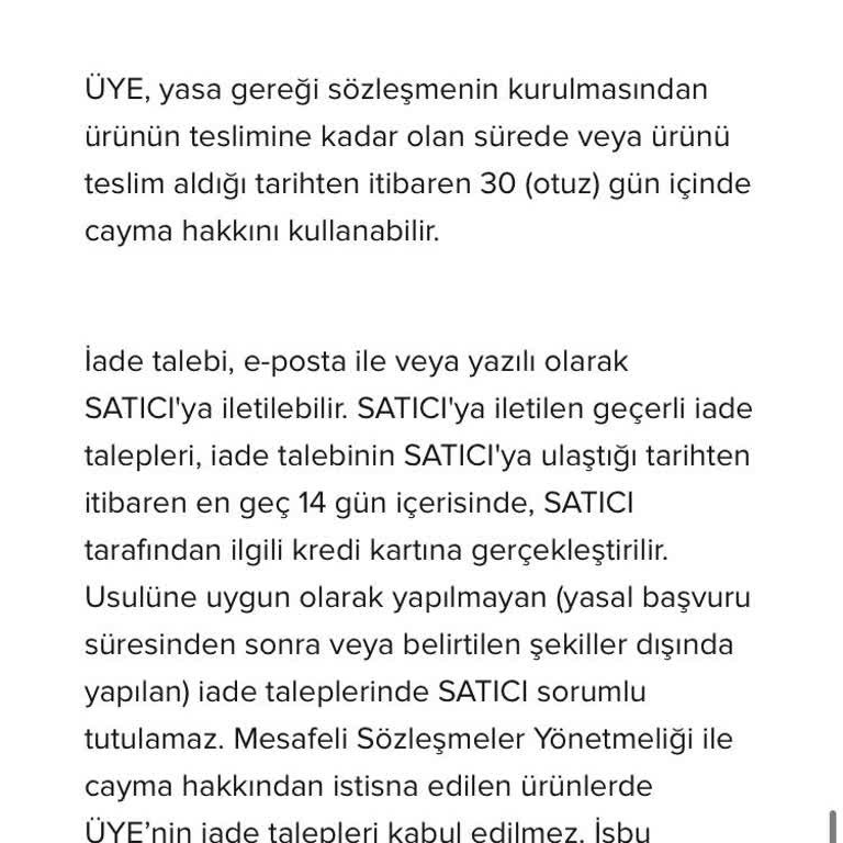 Converse Cayma Süresi Kapsamında İade Edilmeyen Ürün