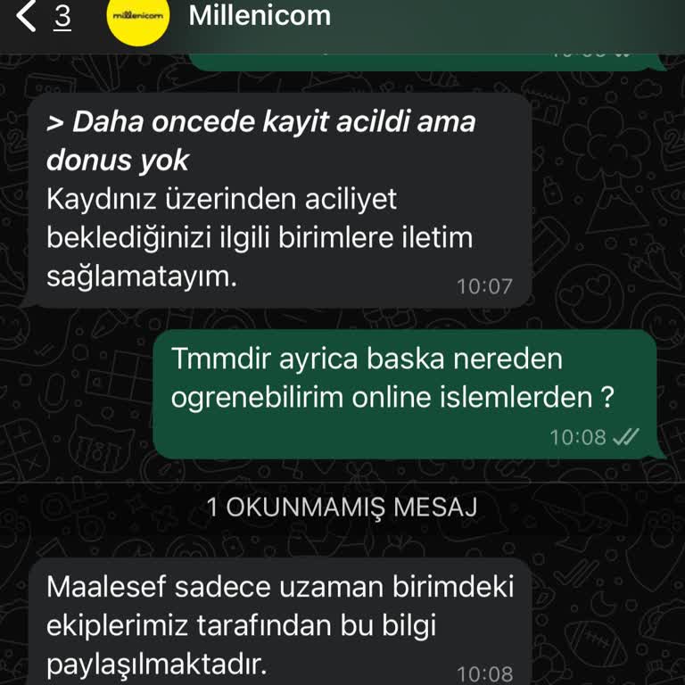 Millenicom Hizmet Numarasını Söylemiyor