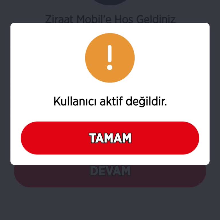 Ziraat Bankası Mobil Kullanıcı Aktif Değil
