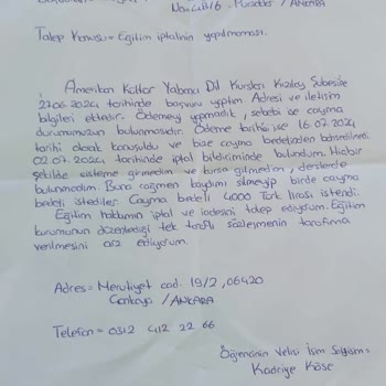 Amerikan Kültür Yabancı Dil Kursları Amerikan Kültür İptal Etmiyor Senedimi Vermiyor!