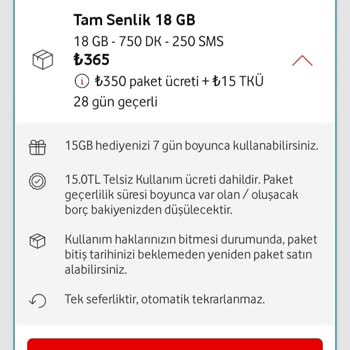 Vodafone 15 GB Hediye Yüklenmedi