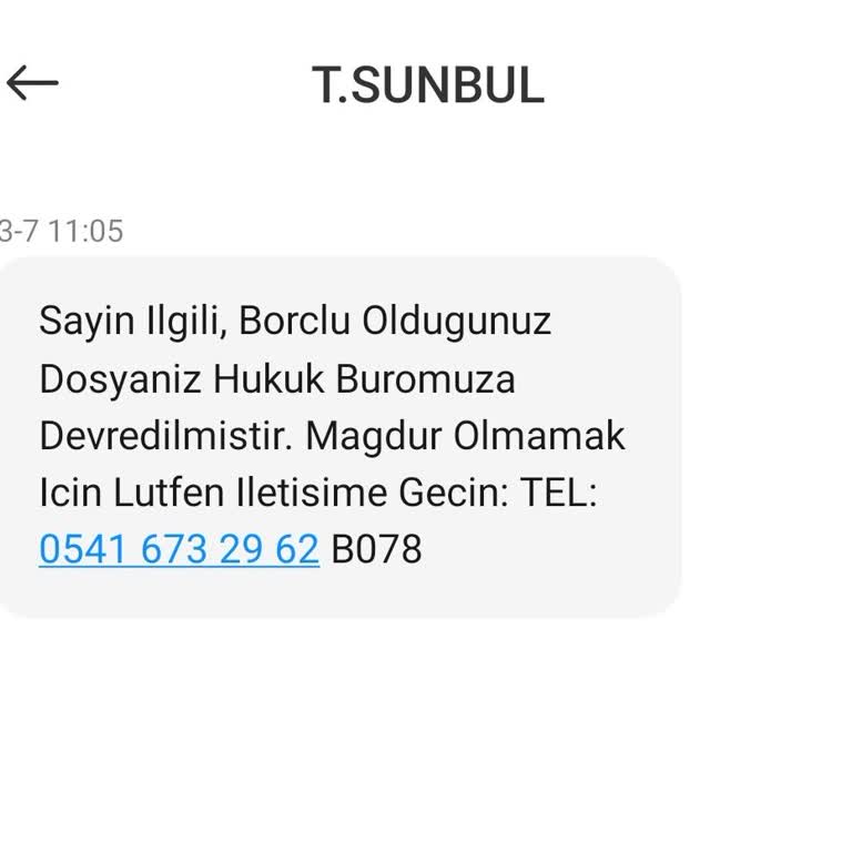 T.SUNBUL HUKUK (SMS) T. Sunbul Adında Sahte Hukuk Yalanı