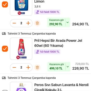 Hepsiburada Sepetle Görüntü Fiyat Farkı