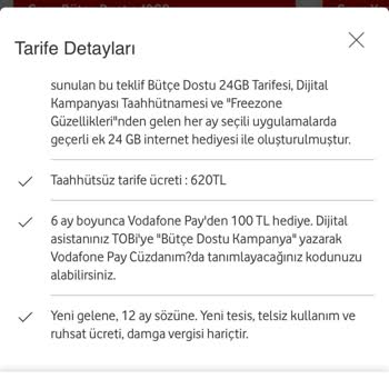 Vodafone Eksik İnternet Paketleri Ve Yanlış İçerik Bilgilendirmesi