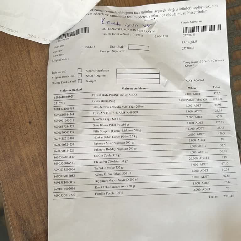 Mopaş Çayırova Şubesinde Sürekli Gecikme Ve Yanlış Ürün Sorunu