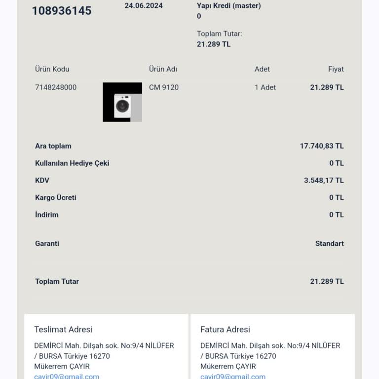 Beko Sipariş Sonrası Bilgilendirme