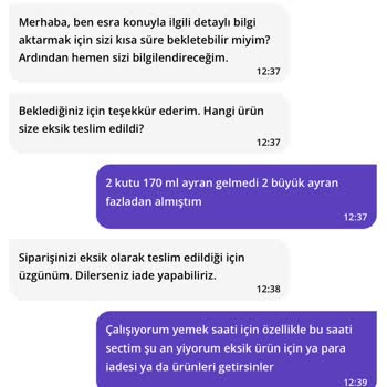 Getiryemekten Söylediğim 2 Ürün Eksik Geldi Ve İlgilenilmedi.