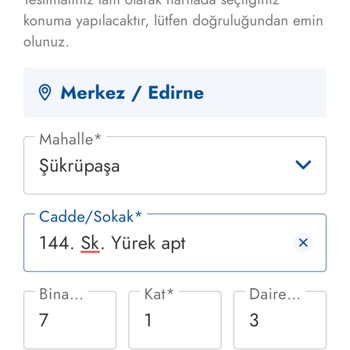 Cepte Şok Teslimat Adresi Giremiyorum