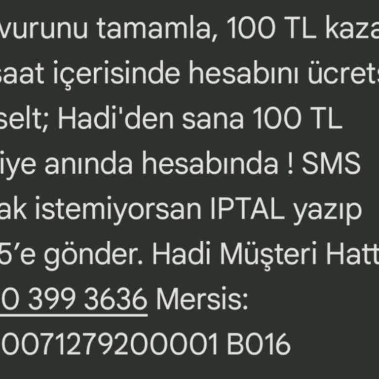 Hadi Tombank 100 TL Yatmadı