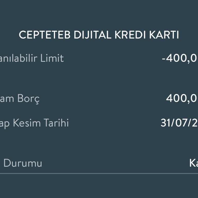 CepteTeb'DEN Kredi Kartı Kullanmadan -400 TL Borç