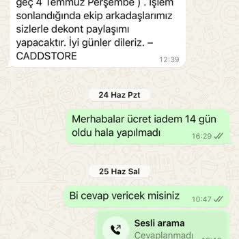 Caddestore Para İadem 1 Ay Oldu Hala Yapılmıyor