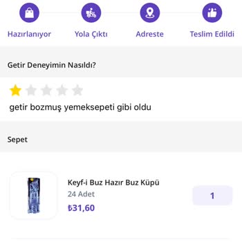 Getir Aldığı Ürünlerin İadesini Yapmıyor