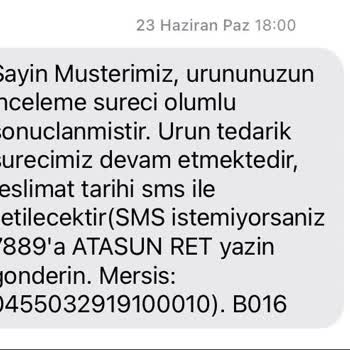 Atasun Optik Ürün İnceleme Süreci Olumlu Olmasına Rağmen Eski Ürün Göndermesi