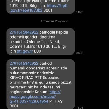 PTT Kargo Kargom Evde Olmadığım İddia Edilerek Geri Götürüldü