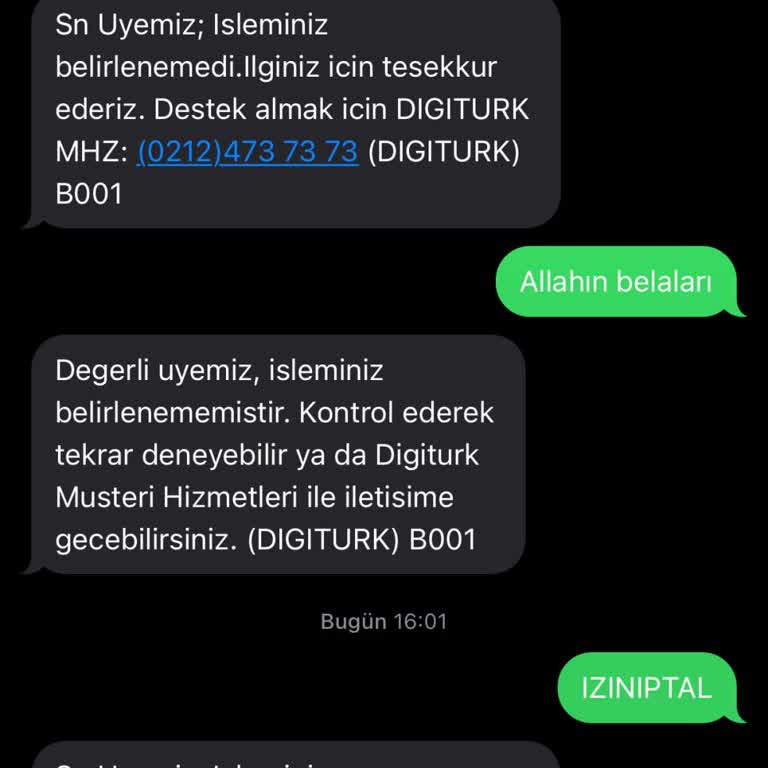 TOD Tv Ttv İptal Edilemeyen Mesajlar