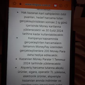 MoneyPay Migros Yüklenmeyen Money Para