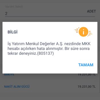 İş Bankası Yatırım Hata Veriyor
