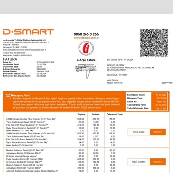 D-Smart Net DSmart 339 TL Gelecek Faturayı 727 TL Olarak Kesti