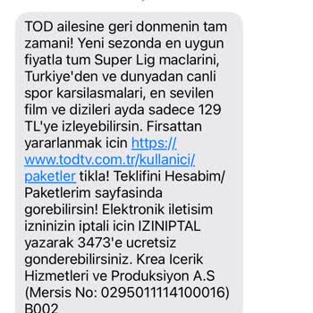Digiturk Tod Üyeliğini Gelen Mesajları Artık İstemiyorum!