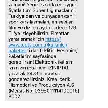 Digiturk Tod Üyeliğini Gelen Mesajları Artık İstemiyorum!