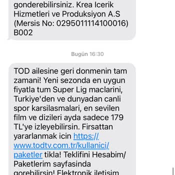 Digiturk Tod Üyeliğini Gelen Mesajları Artık İstemiyorum!