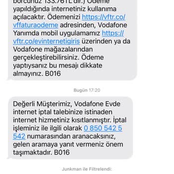 Vodafone Net'in Abonelik İptal Talebini İşleme Almaması