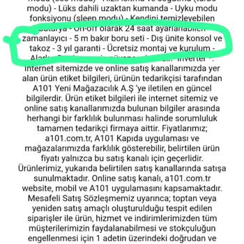 A101 Konforal (Alarko) Klima Eksik Parça