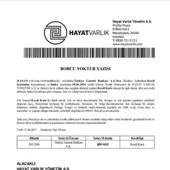 Garanti BBVA Kapalı Kredi Kartı Borç Gözükmekte