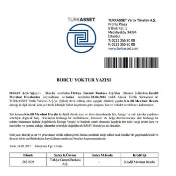 Garanti BBVA Kapalı Kredi Kartı Borç Gözükmekte