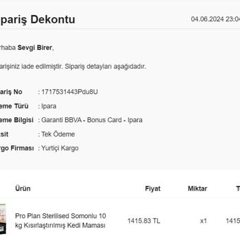Kafkas Pet Kafkaspet Para İadesi Yapmıyor