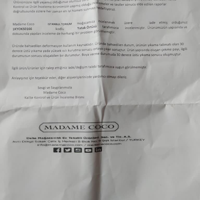 Madame Coco İlk Yıkamada Boya Verdi