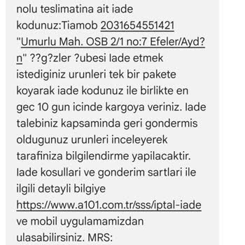 A101 1,5AY Sonra, Hasarlı Ve Eksik Gelen Ürünün Mağduru.
