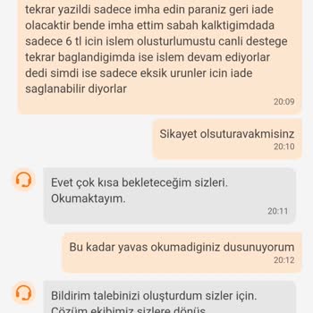 Trendyol Eksik Sipariş Ve Yanıltıcı Canlı Destek Mesajları