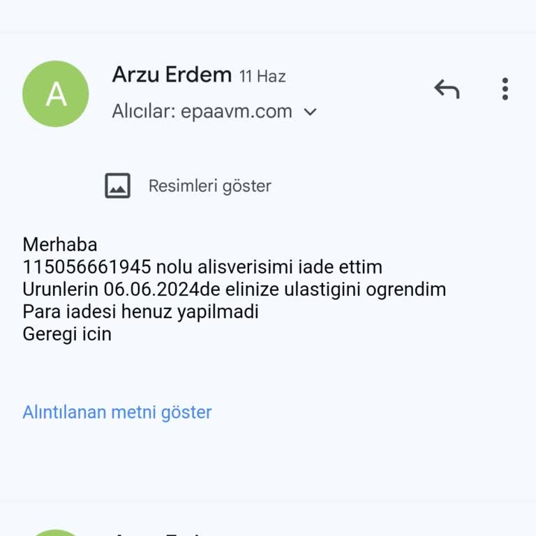 Epaavm.com EPA AVM Ücret İadesi Yapmadı