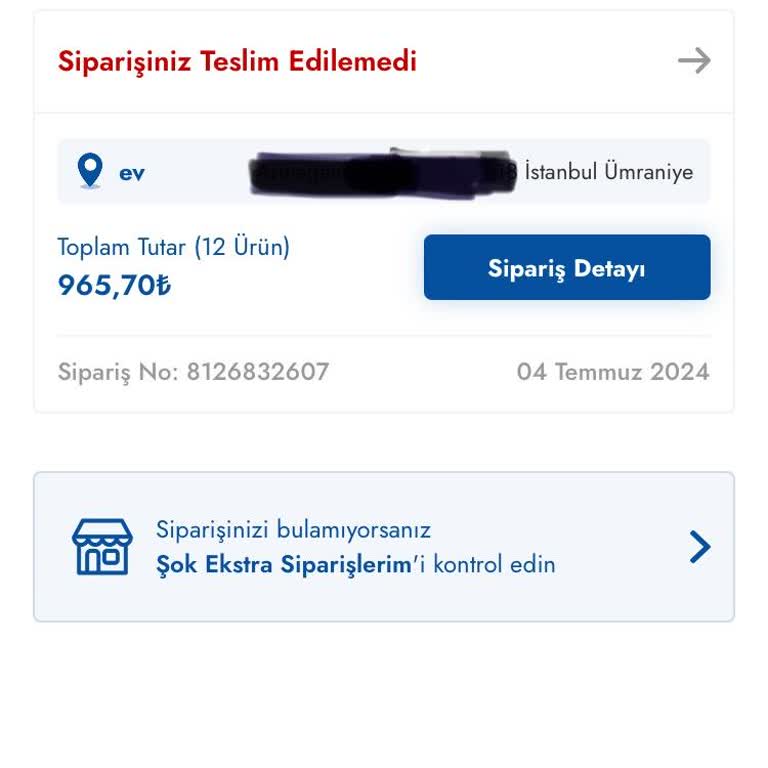 Cepte Şok Uygulamasında Sipariş Teslim Edilmedi Ve Para İadesi Gecikti