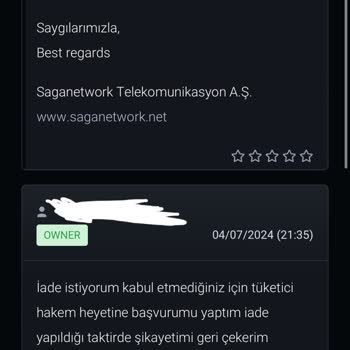 Saganetwork Sitesinin Müşteri Mağduriyeti
