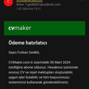 CV Maker Ödeme Almaya Çalışıyor