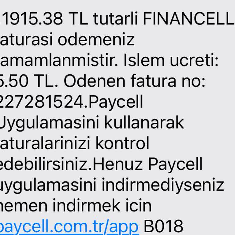 Turkcell Paycell'den Gelen Anlamsız Mesaj