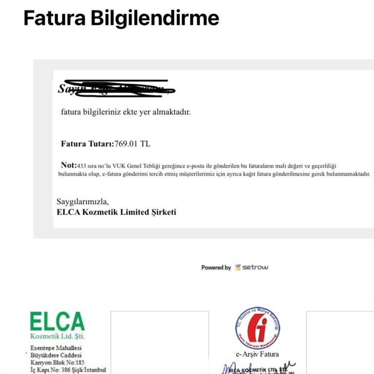 Sovos Alışverişim Olmadan Adıma Fatura Düzenlemiş