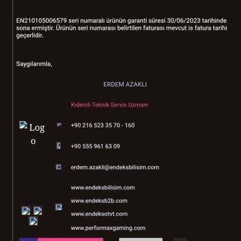 Endeks Bilişim Ürünün Garantisi Ben Almadan Önce Bitmiş